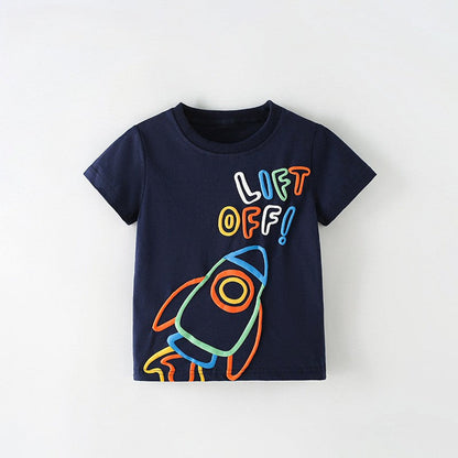 MyKids-USA® Boys’ Cartoon and Letters Pattern T-shirt