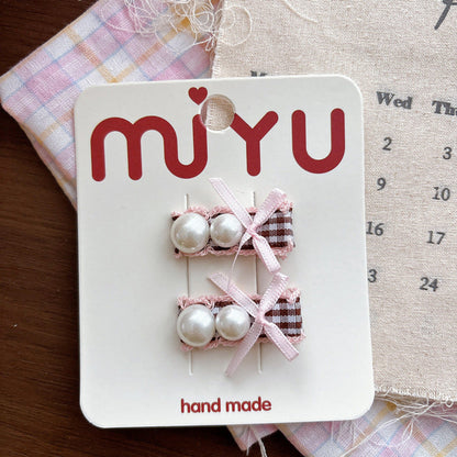 MyKids-USA® Collection of Plaid Pattern Beaded Hair Clips