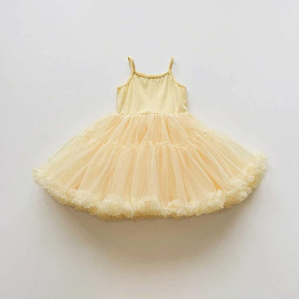 MyKids-USA® Baby Girls Sleeveless Plain Tulle Patchwork Dress