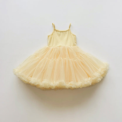 MyKids-USA® Baby Girls Sleeveless Plain Tulle Patchwork Dress