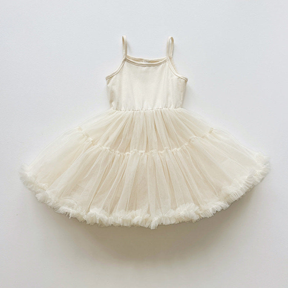 MyKids-USA® Baby Girls Sleeveless Plain Tulle Patchwork Dress