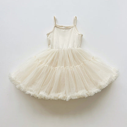MyKids-USA® Baby Girls Sleeveless Plain Tulle Patchwork Dress