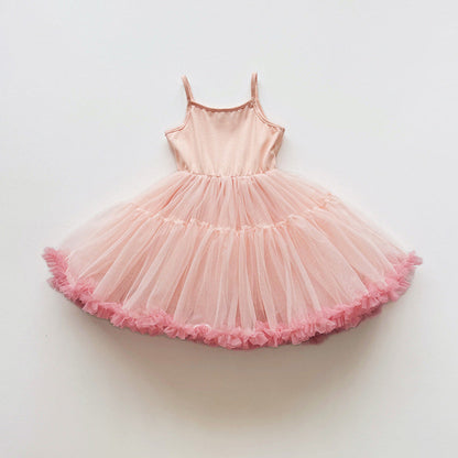 MyKids-USA® Baby Girls Sleeveless Plain Tulle Patchwork Dress