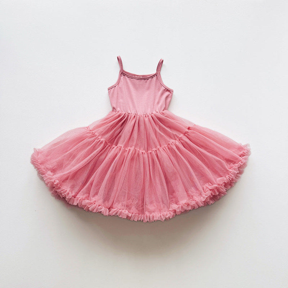 MyKids-USA® Baby Girls Sleeveless Plain Tulle Patchwork Dress