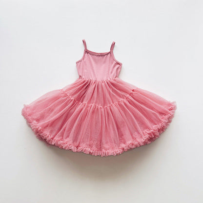MyKids-USA® Baby Girls Sleeveless Plain Tulle Patchwork Dress