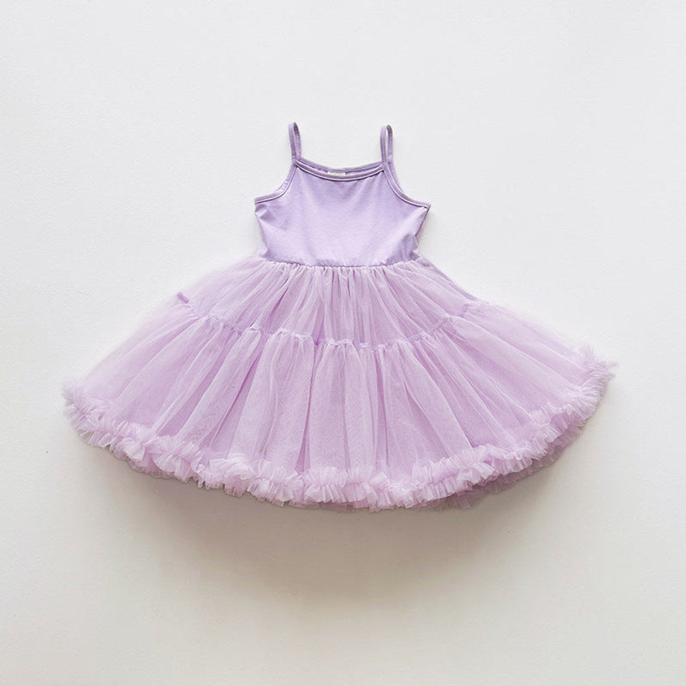 MyKids-USA® Baby Girls Sleeveless Plain Tulle Patchwork Dress