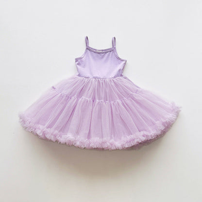 MyKids-USA® Baby Girls Sleeveless Plain Tulle Patchwork Dress