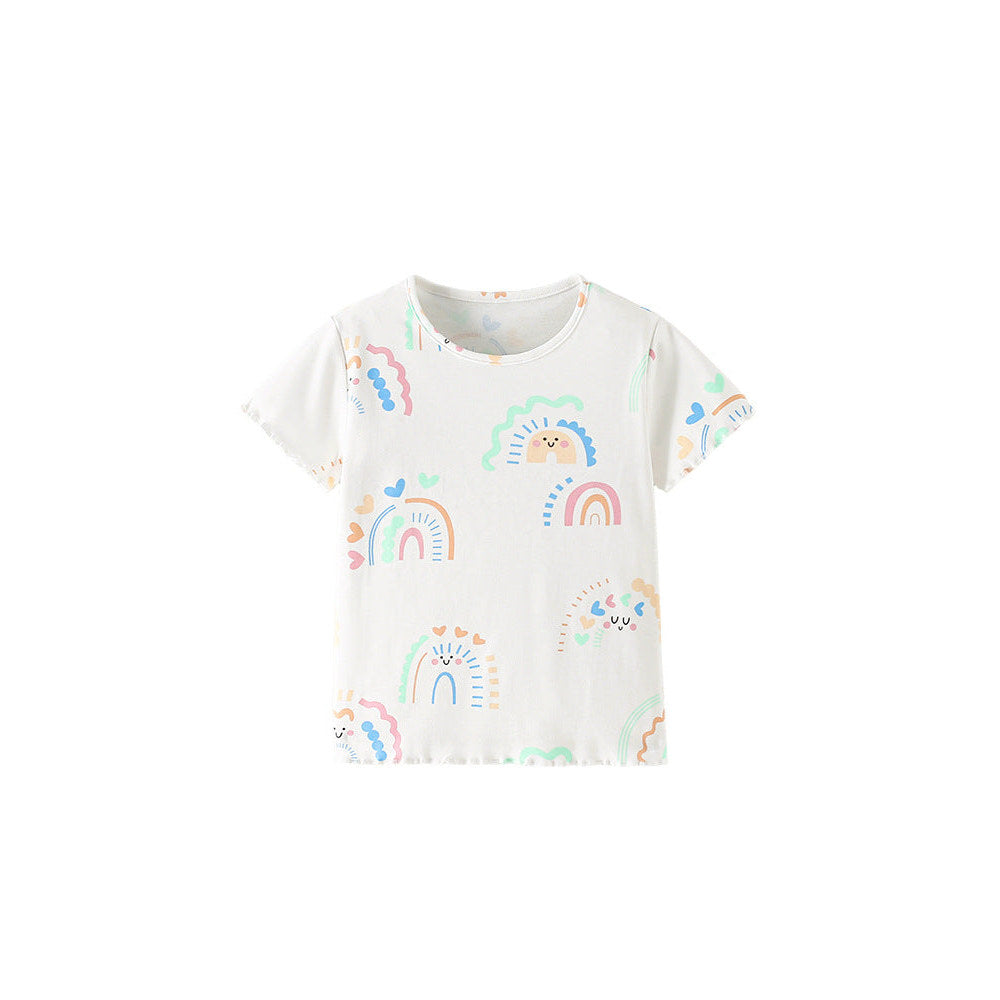 MyKids-USA® Girls’ Cartoon Pattern T-shirt in European and American Style