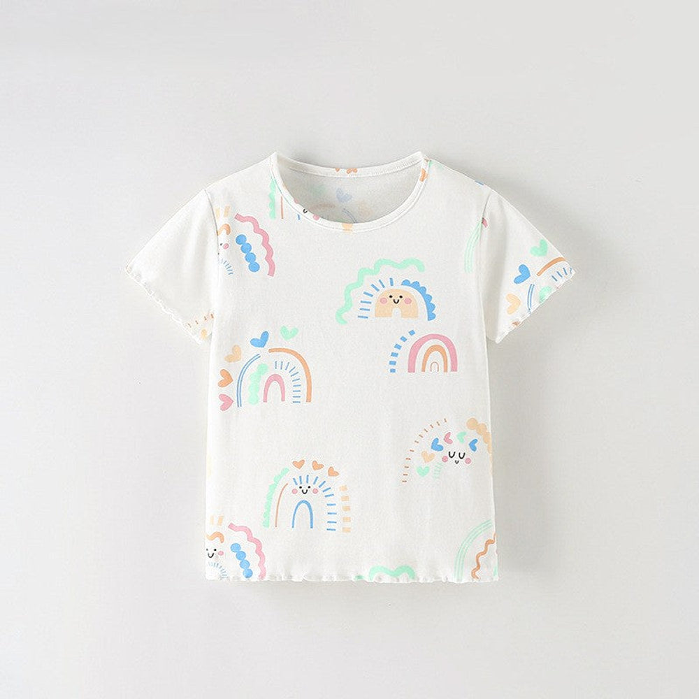 MyKids-USA® Girls’ Cartoon Pattern T-shirt in European and American Style