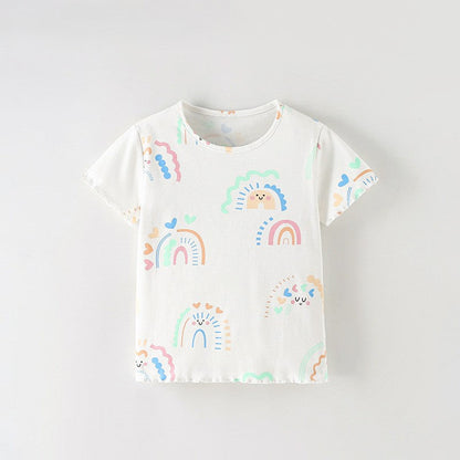 MyKids-USA® Girls’ Cartoon Pattern T-shirt in European and American Style