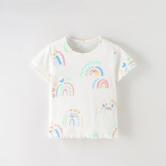 MyKids-USA® Girls’ Cartoon Pattern T-shirt in European and American Style