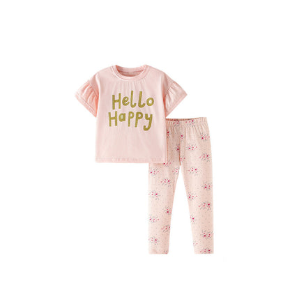 MyKids-USA® Baby Kids Girls Short Sleeves Letters Pattern T-shirt and Floral Pants Clothing Set