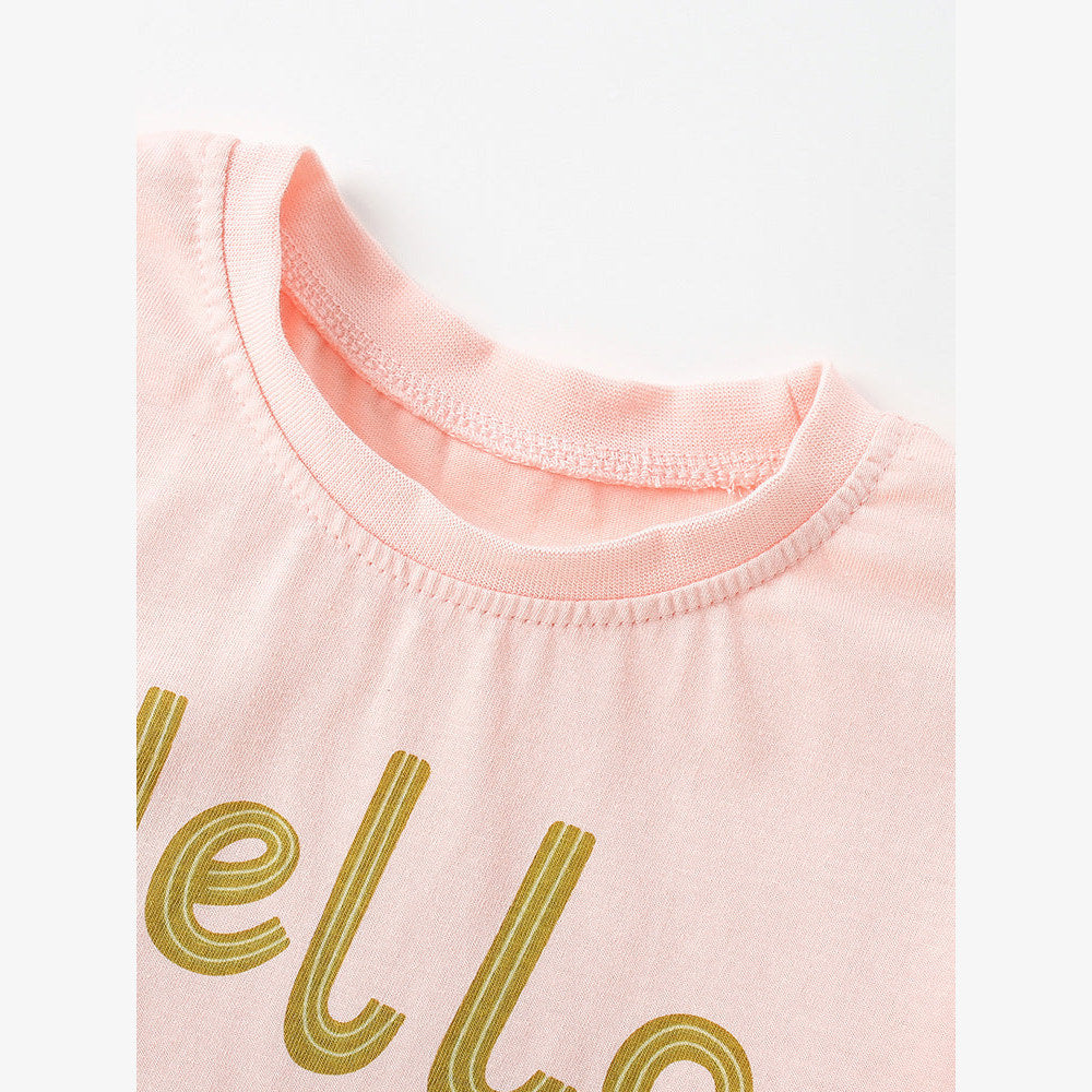 MyKids-USA® Baby Kids Girls Short Sleeves Letters Pattern T-shirt and Floral Pants Clothing Set