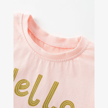 MyKids-USA® Baby Kids Girls Short Sleeves Letters Pattern T-shirt and Floral Pants Clothing Set