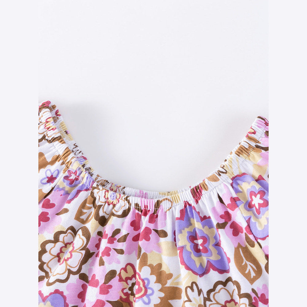 MyKids-USA® Baby Kids Girls Short Sleeves Floral Pattern Top and Plain Skirt Clothing Set