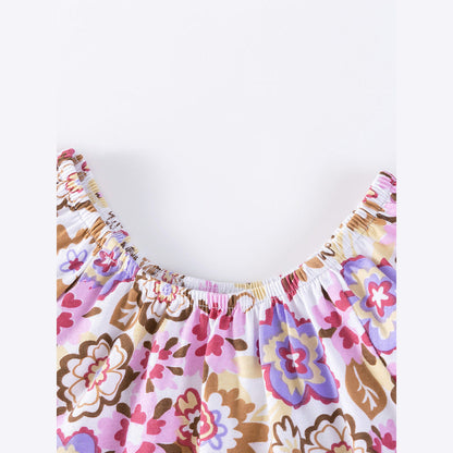 MyKids-USA® Baby Kids Girls Short Sleeves Floral Pattern Top and Plain Skirt Clothing Set