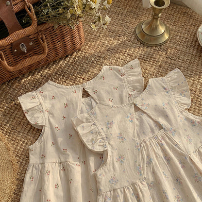 MyKids-USA® Baby Girls Fly Sleeves Floral Pattern Dress