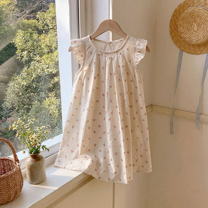MyKids-USA® Baby Girls Fly Sleeves Floral Pattern Dress