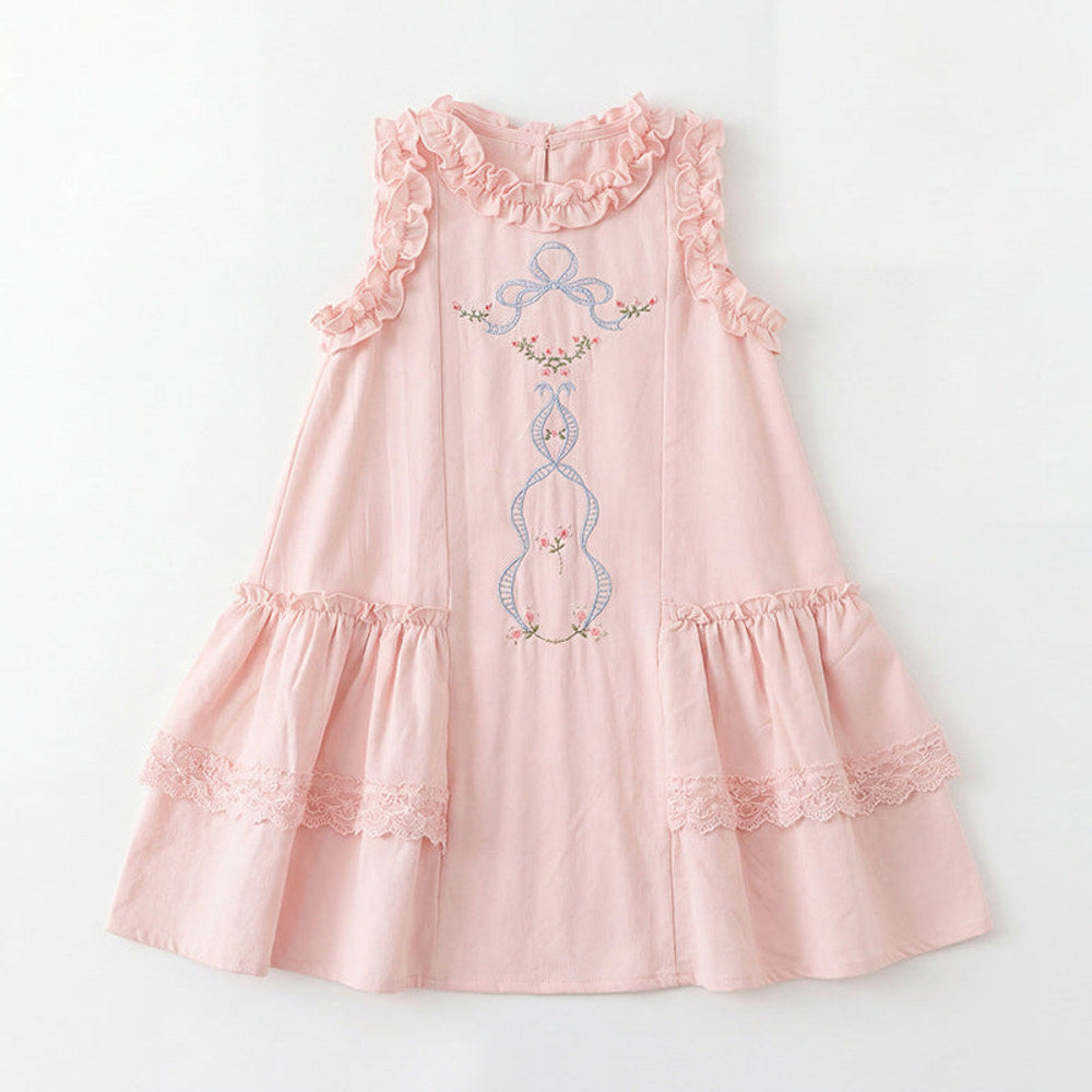 MyKids-USA® Baby Girls Sleeveless Embroidery Pattern Dress