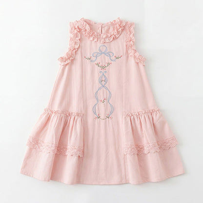 MyKids-USA® Baby Girls Sleeveless Embroidery Pattern Dress