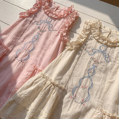 MyKids-USA® Baby Girls Sleeveless Embroidery Pattern Dress