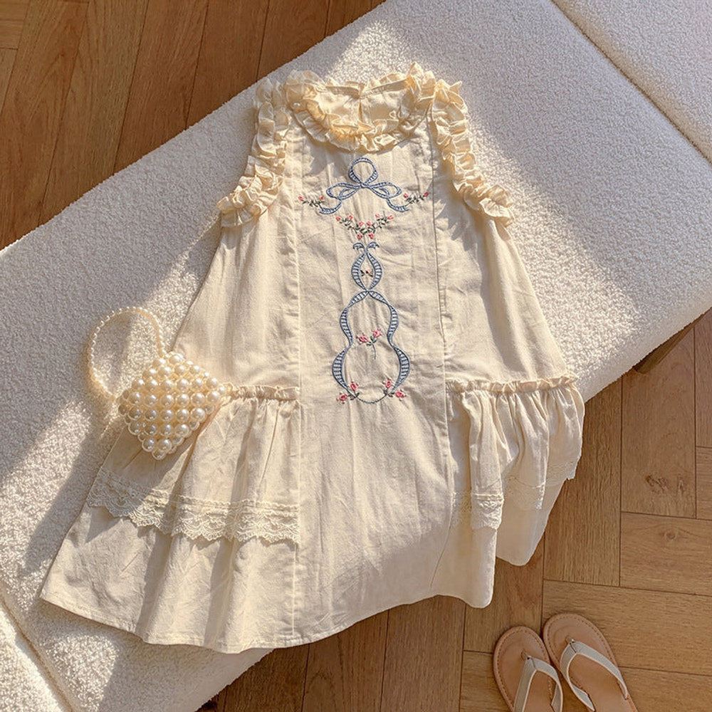 MyKids-USA® Baby Girls Sleeveless Embroidery Pattern Dress