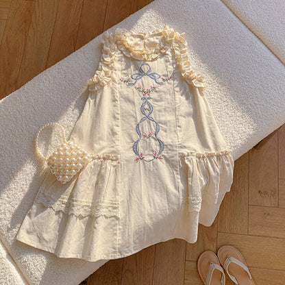 MyKids-USA® Baby Girls Sleeveless Embroidery Pattern Dress