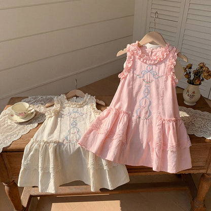 MyKids-USA® Baby Girls Sleeveless Embroidery Pattern Dress