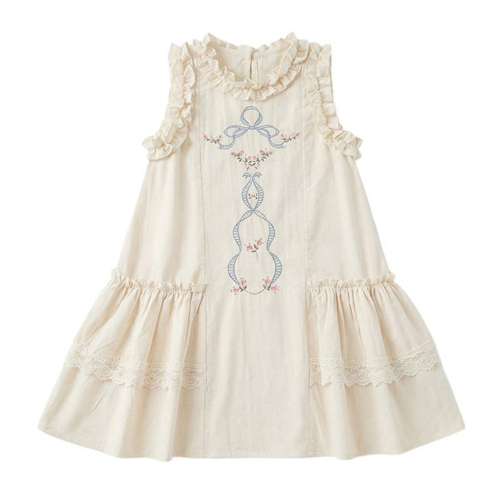 MyKids-USA® Baby Girls Sleeveless Embroidery Pattern Dress