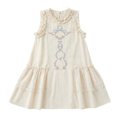 MyKids-USA® Baby Girls Sleeveless Embroidery Pattern Dress