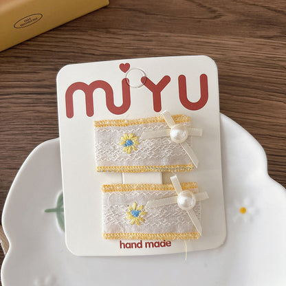MyKids-USA® Collection of 2 Beaded Embroidered Hair Clips or 1 Hair Ties