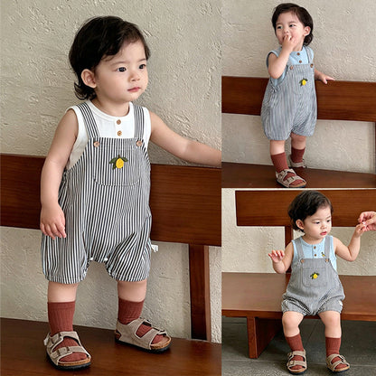 MyKids-USA® Baby Sleeveless Striped Pattern Overalls