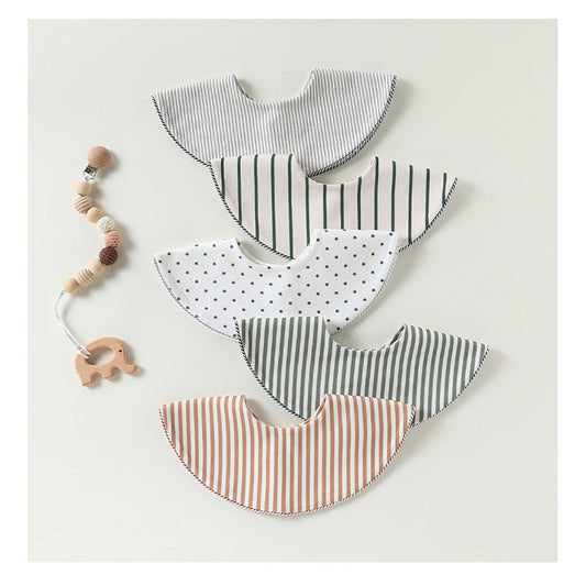 MyKids-USA® Adorable Striped Pattern Snap-on Round Shaped Bib