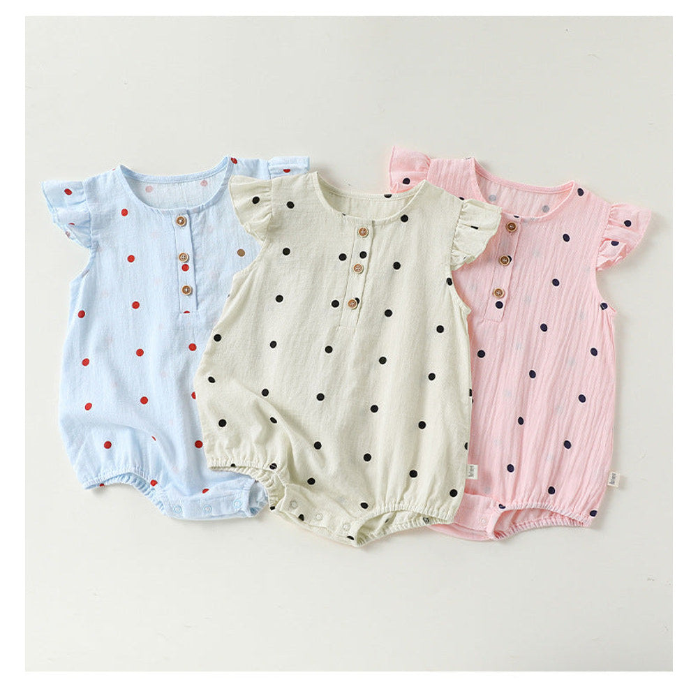 MyKids-USA® Baby Girls Fly Sleeves Dots Pattern Bodysuit