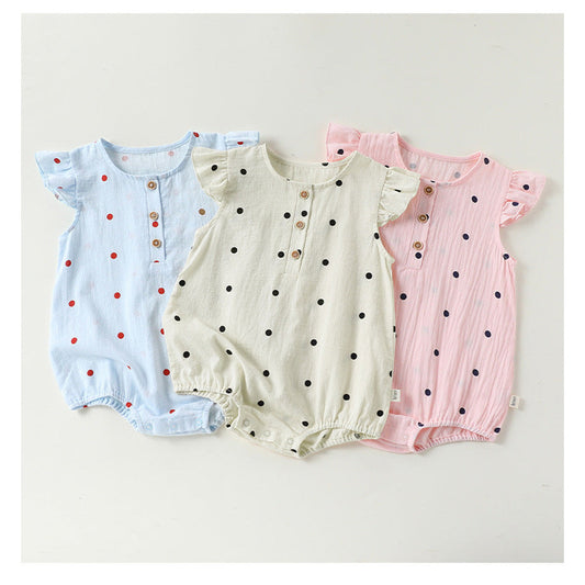 MyKids-USA® Baby Girls Fly Sleeves Dots Pattern Bodysuit