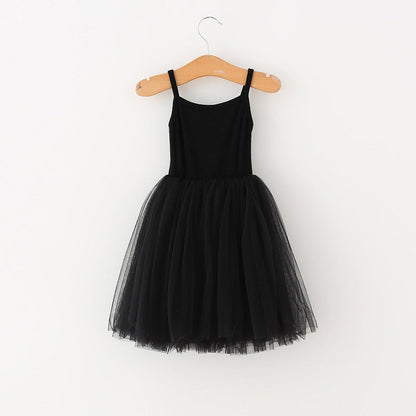 MyKids-USA® Baby Kids Girls Sleeveless Plain Tulle Patchwork Strap Dress