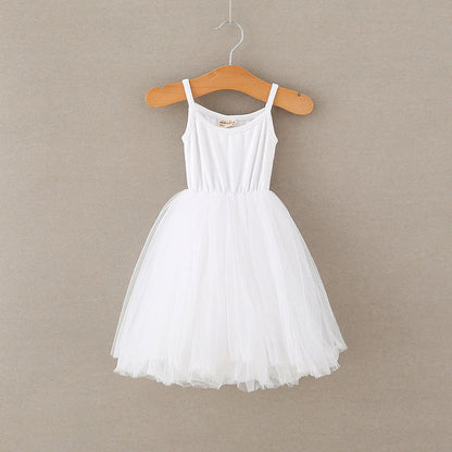 MyKids-USA® Baby Kids Girls Sleeveless Plain Tulle Patchwork Strap Dress