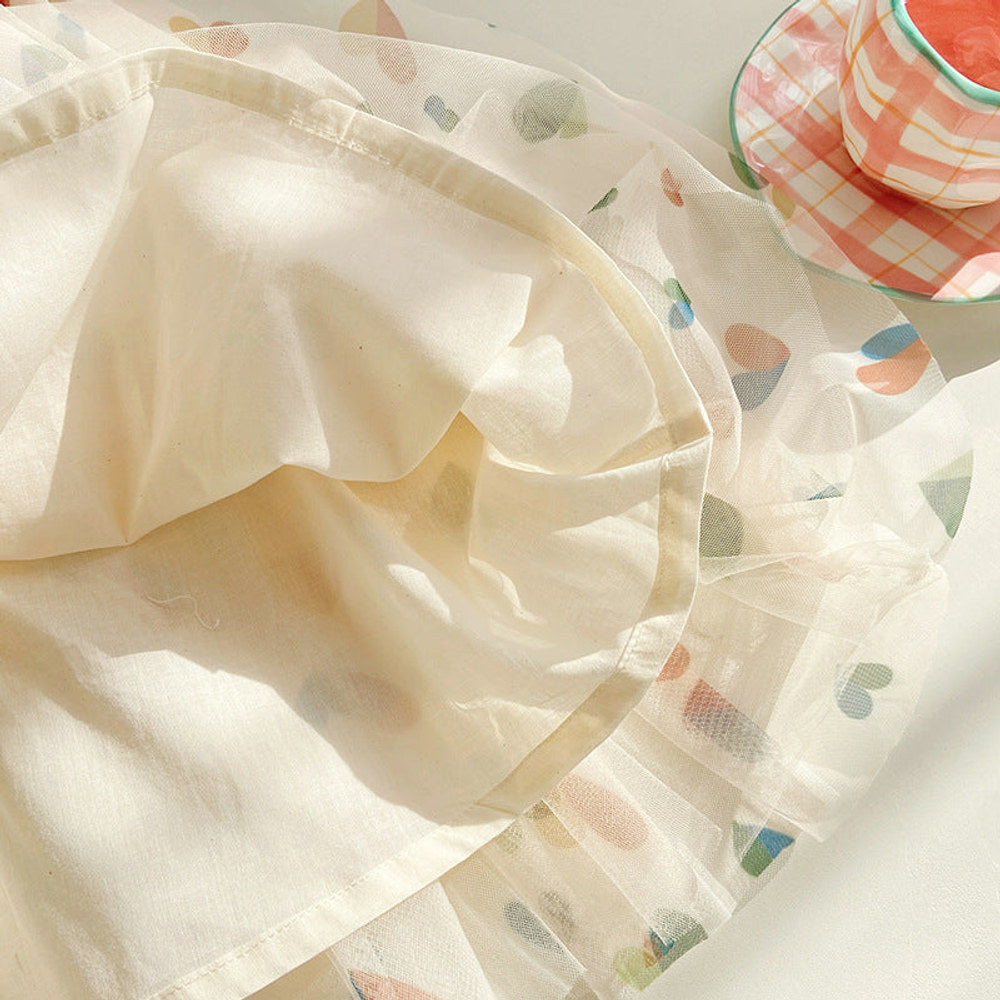 MyKids-USA® Baby Kids Girls Fly Sleeves Hearts Pattern Tulle Dress