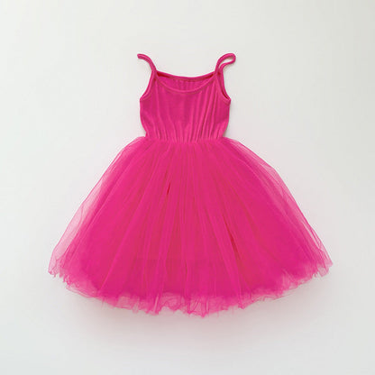 MyKids-USA® Baby Kids Girls Sleeveless Plain Tulle Patchwork Strap Dress