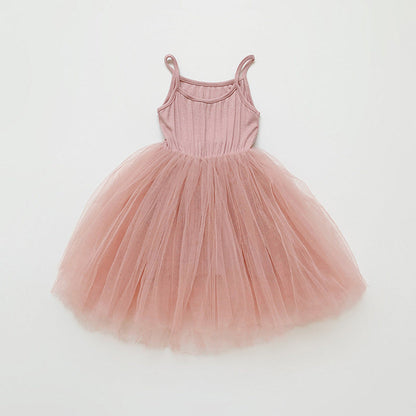 MyKids-USA® Baby Kids Girls Sleeveless Plain Tulle Patchwork Strap Dress