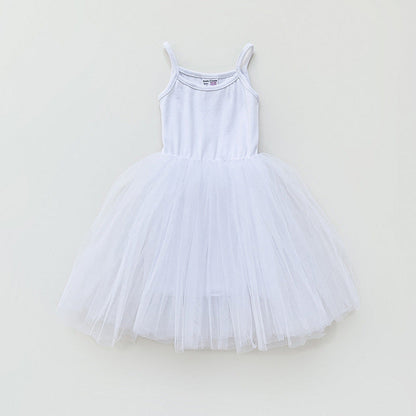 MyKids-USA® Baby Kids Girls Sleeveless Plain Tulle Patchwork Strap Dress