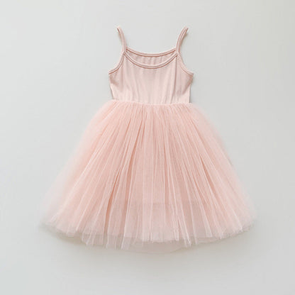 MyKids-USA® Baby Kids Girls Sleeveless Plain Tulle Patchwork Strap Dress