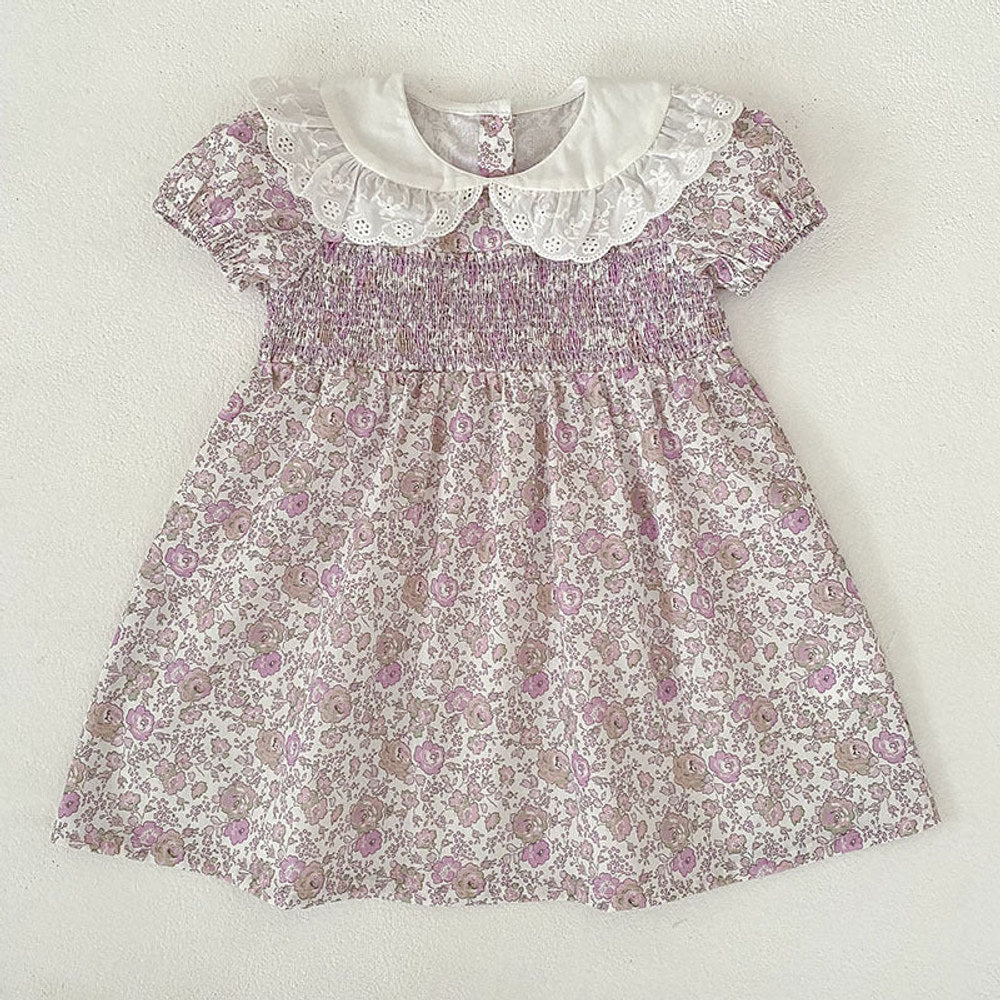 MyKids-USA® Girls Floral Pattern Lace Trim Collar Bodysuit and Dress – Princess Sister Matching Set