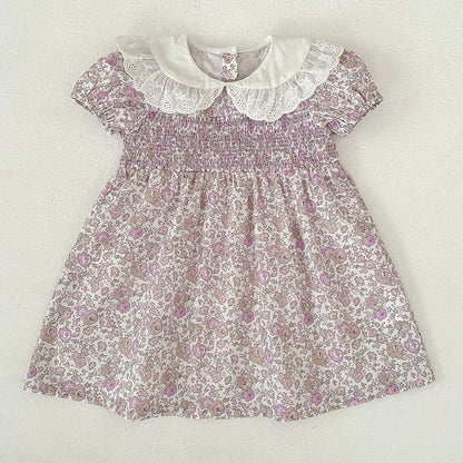 MyKids-USA® Girls Floral Pattern Lace Trim Collar Bodysuit and Dress – Princess Sister Matching Set