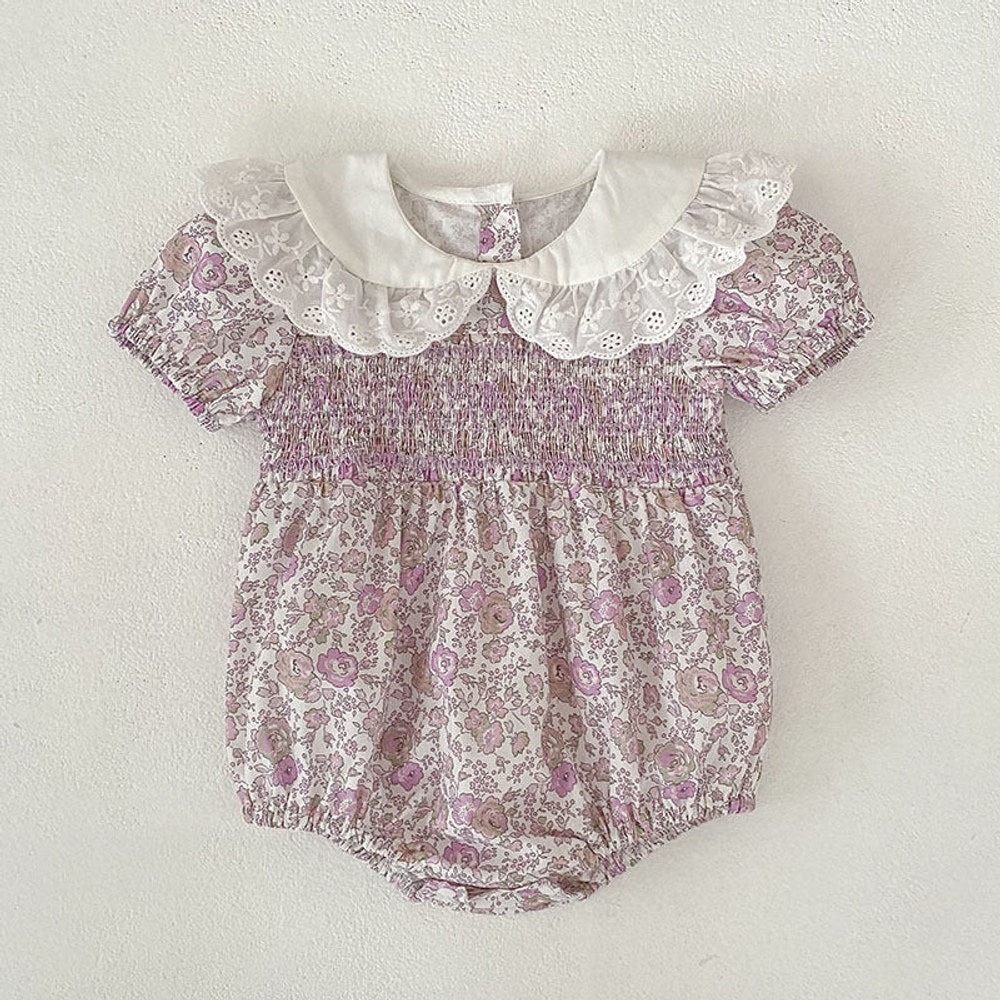 MyKids-USA® Girls Floral Pattern Lace Trim Collar Bodysuit and Dress – Princess Sister Matching Set