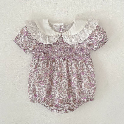 MyKids-USA® Girls Floral Pattern Lace Trim Collar Bodysuit and Dress – Princess Sister Matching Set