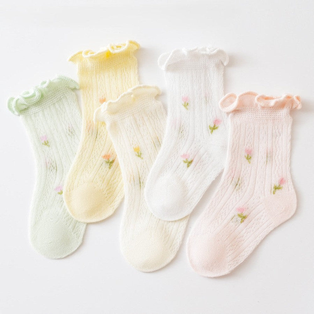 MyKids-USA® Baby Kids Girls Breathable Floral Socks