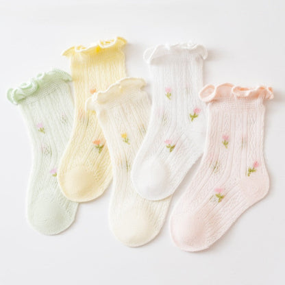 MyKids-USA® Baby Kids Girls Breathable Floral Socks