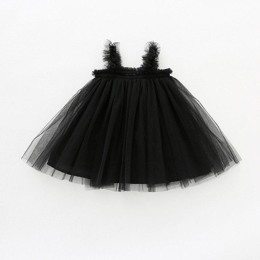 MyKids-USA® Baby Kids Girls Sleeveless Plain Tulle Strap Dress