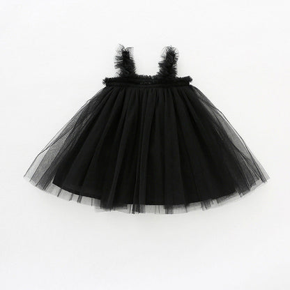 MyKids-USA® Baby Kids Girls Sleeveless Plain Tulle Strap Dress